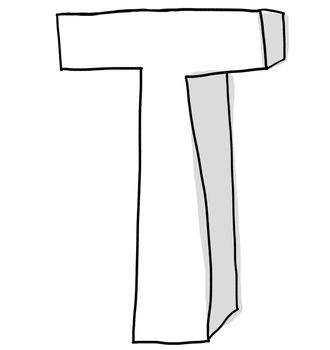 Alphabet font T cute  hand drawn