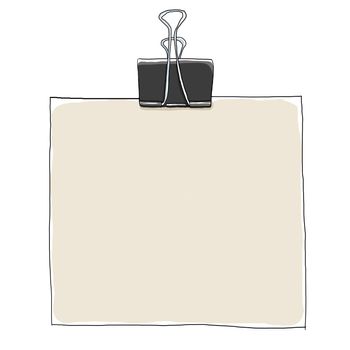 Binder Clips and blank Paper painting illustration