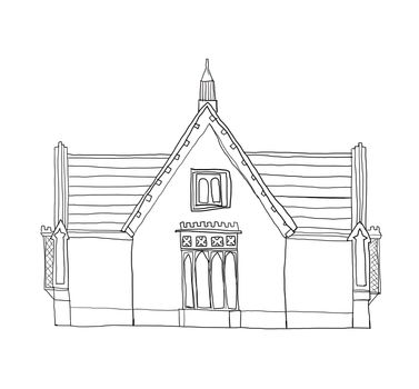 house vintage cute line art