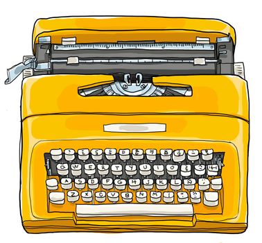 Yellow Typewriter  Vintage Portable Manual typewriter  illustration