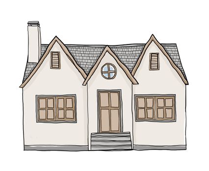 vintage small house cute illustration