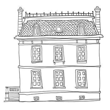 vintage house cute line art 