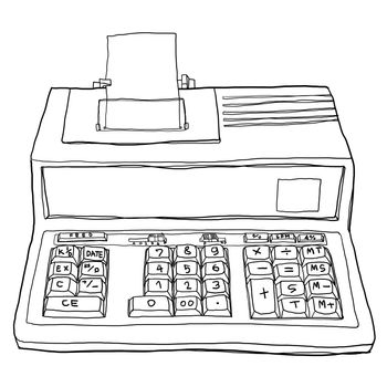 vintage digital calculator line art illustration