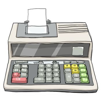 vintage digital calculator art illustration