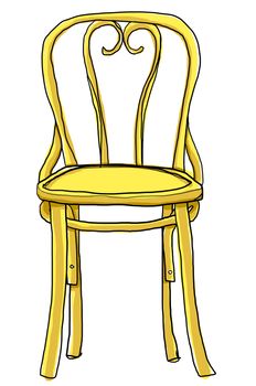 vintage chair bentwood chair cute painting illustration