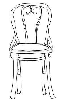 vintage chair bentwood chair cute line art illustration