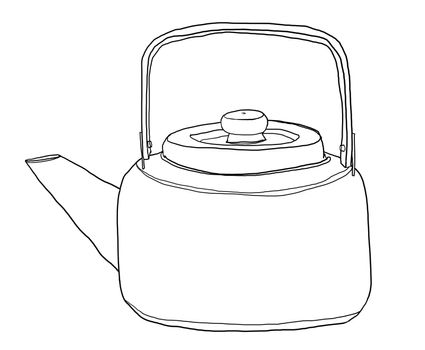 vintage Kettle  painting line art  illustration