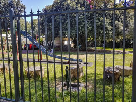 Newlands Park Playground like a prison in Cape Town, South Africa.