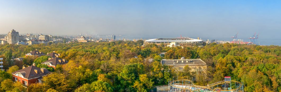 Odessa, Ukraine 03.08.2020. Top view of Shevchenko Park in Odessa, Ukraine, on a sunny spring day