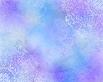 Mystic bohemian abstract mandala background, with blue and purple color.