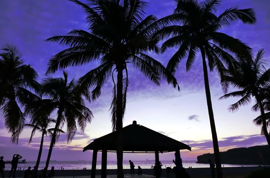 Dusk at the beach on Cijin Island near Kaohsiung City
