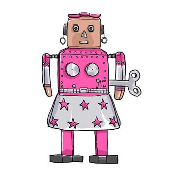 Venus Robot RetroTin Toy hand drawn cute art illustration