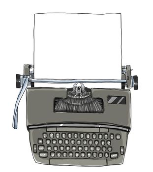 Typewriter Vintage Electric with paper cute art illustration