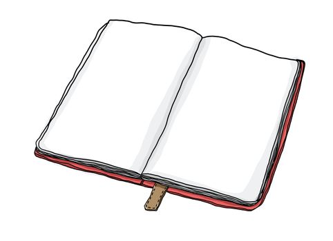 red notebook Open Blank Page line art illusyration