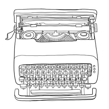 rare vintage Typewriter  line art illustration