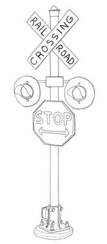 old Grade crossing signal line art