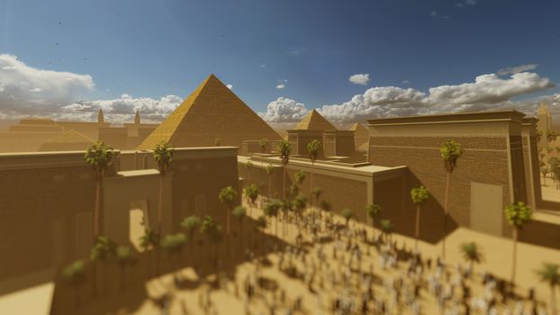 Great Giza pyramids of Khufu, Menkaure and Khafre , Cairo, Egypt