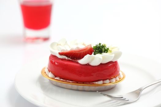 Strawberry Cake isolated in white background