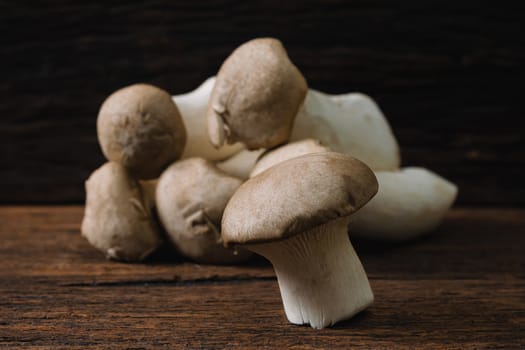 Mushroom on an old wooden table