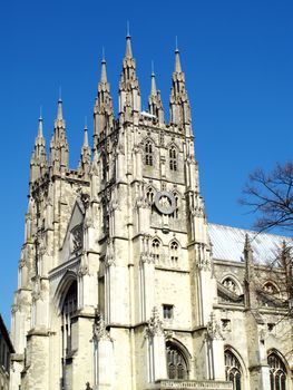 Canterbury Cathedral in Canterbury Kent England, UK founded by St Augustine in AD602 and is the cathedral of the Archbishop of Canterbury the head of the Church Of England a popular travel destination landmark of the city stock photo