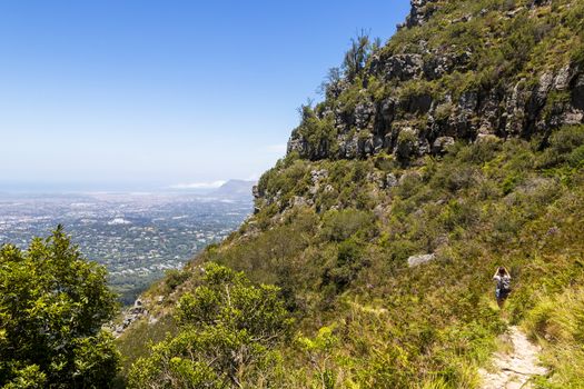 View from Table Mountain National Park in Cape Town to the Claremont area in South Africa.