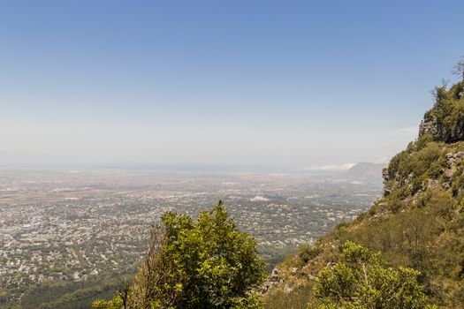 View from Table Mountain National Park in Cape Town to the Claremont area in South Africa.