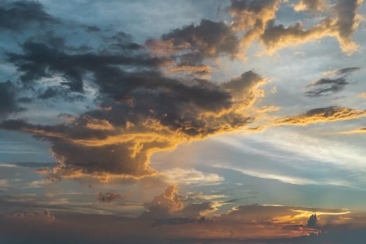 The cloudy beautiful sky with the light shining from the sun. The softness of the cloud creates a feeling of relaxation. copy space.