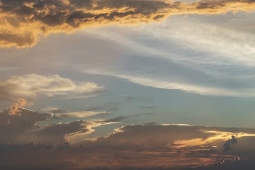 The cloudy beautiful sky with the light shining from the sun. The softness of the cloud creates a feeling of relaxation. copy space.