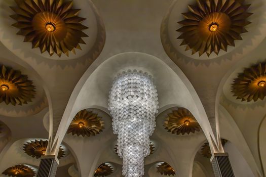 Bangkok, Thailand, Jul 03, 2020 : Beautiful interior design with Ceiling lamp in Scala cinema at Siam Square. Cultural entertainment.