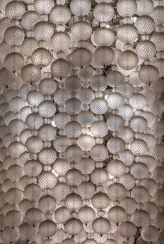 Close-up shot of White gorgeous vintage chandelier decoration.