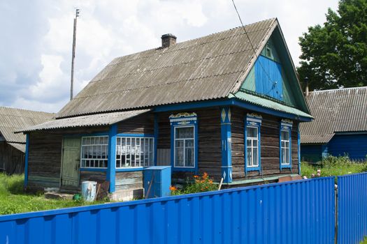 A typical folk village house in the countryside of Belarus