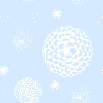 flowers and spark on a light blue background. Watercolor hand painting. seamless pattern. Pattern for textile, wallpaper, wrapping paper.