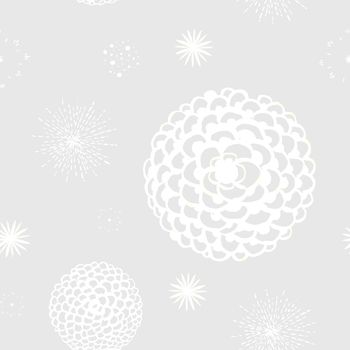 flowers and spark on a light grey background. Watercolor hand painting. seamless pattern. Pattern for textile, wallpaper, wrapping paper.