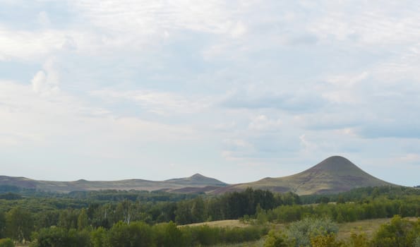 Summer landscape with mountains and forest