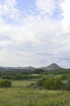 Summer landscape with mountains and forest