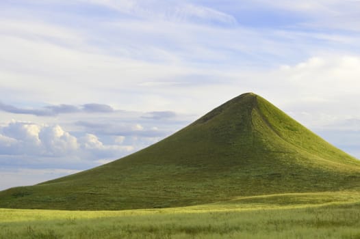 Summer landscape with mountain and blue sky