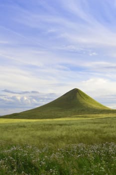 Summer landscape with mountain and blue sky