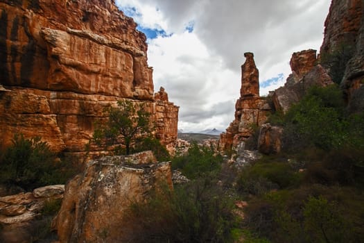 A scene of highly eroded sandstone formations in the Cederberg Wilderness Area, Western Cape. South Africa