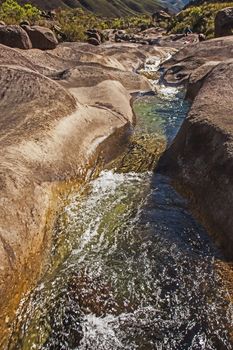 The Marble baths near Injisuthi is an ideal sleepover spot when hiking, The rocks are actually a very fine sandstone.