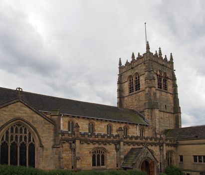 a view of the tower and main entrance of the cathedral church of saint peter in bradford west yorkshire