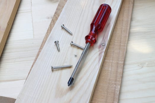 screwdriver nut on wood too for construction  craft 
