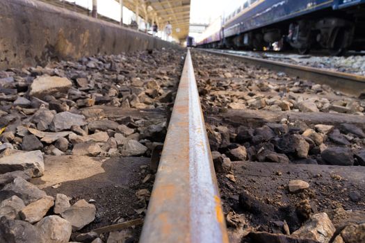 Iron rusty Railway tracks railroad for Trains