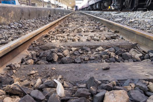 Iron rusty Railway tracks railroad for Trains