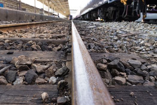 Iron rusty Railway tracks railroad for Trains