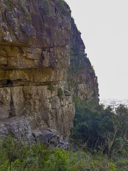 Cliffs and rocks in the Table Mountain National Park in Cape Town in South Africa.