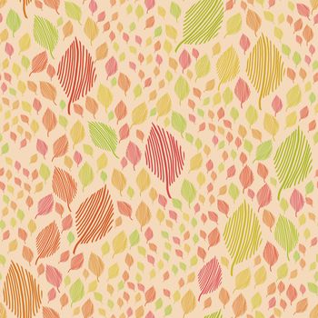 modern seamless flowing leaf pattern in vintage Scandinavian style colors