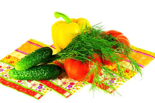 Yellow pepper, tomato, cucumber and dill