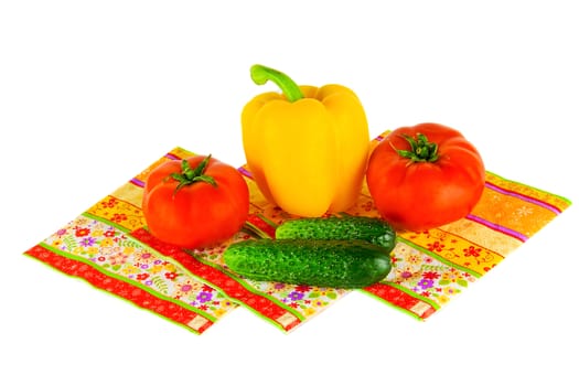 yellow peppers, tomatoes, cucumbers

