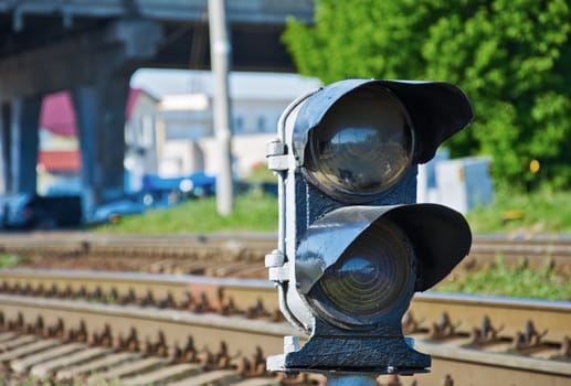 Semaphore regulating railway traffic on the railroad