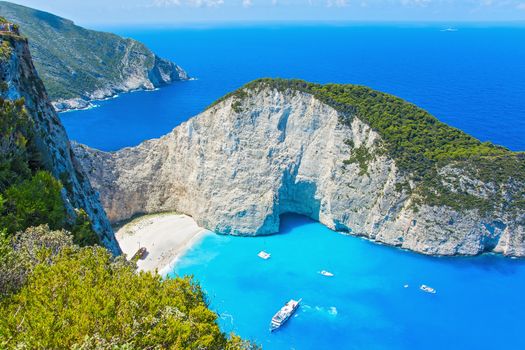 Navajo Cove on the island of Zakynthos (Greece). View from above.